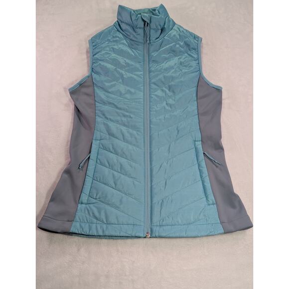 Columbia Omni-Heat Puffer Vest Size XS Teal & Gray Full Zip w/Zipper Pockets - Picture 3 of 13